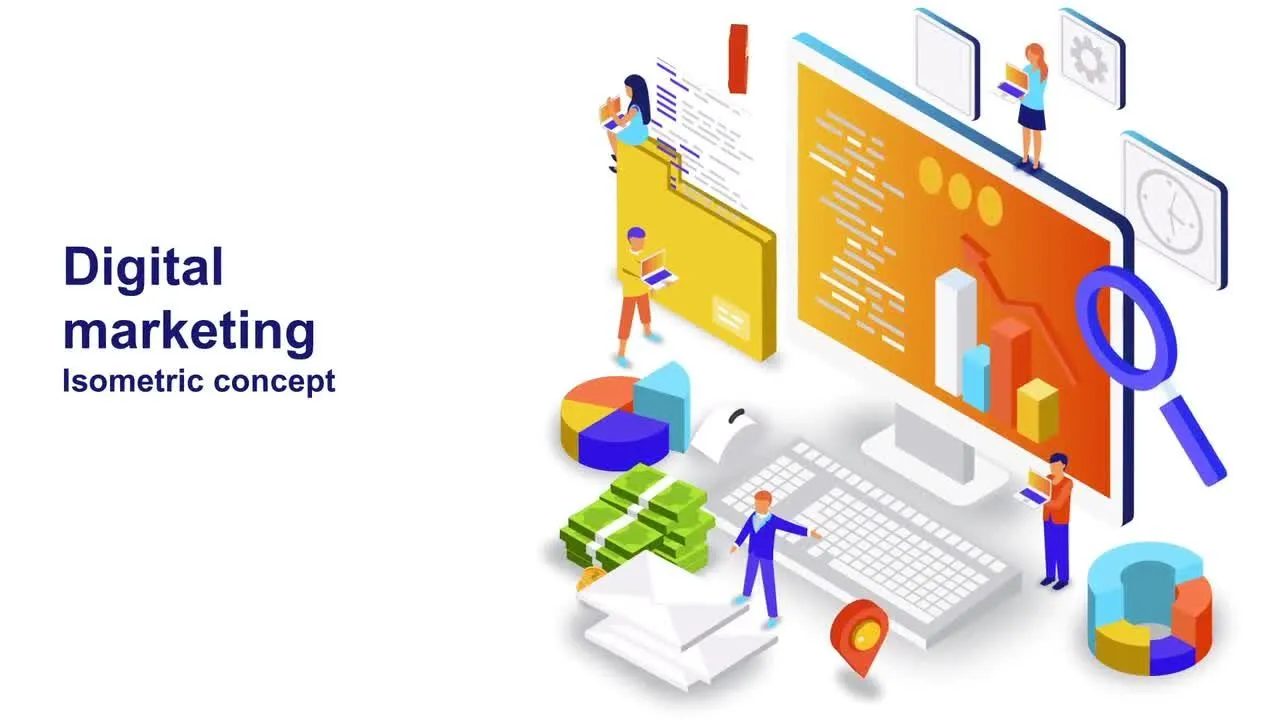 数字营销等距概念像素设计精选AE模板