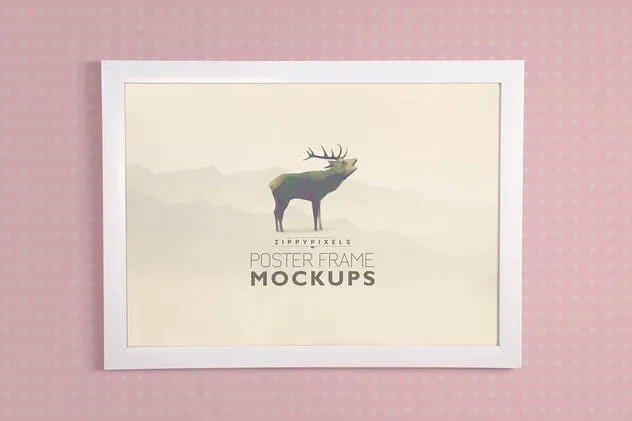 摄影海报艺术品白色画框样机 Poster Frame Mockups插图(1)