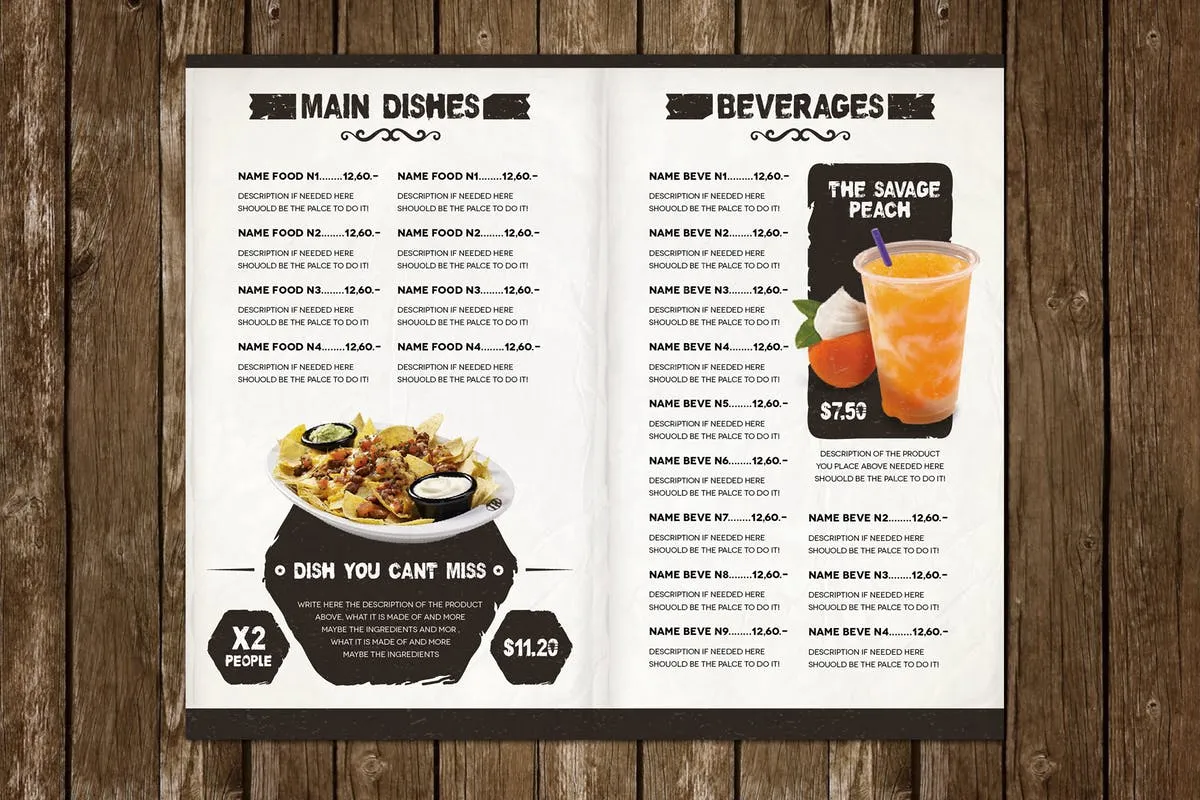 意大利餐厅西式餐厅食品菜单设计模板 The Ristorante Food Menu Illustrator Template