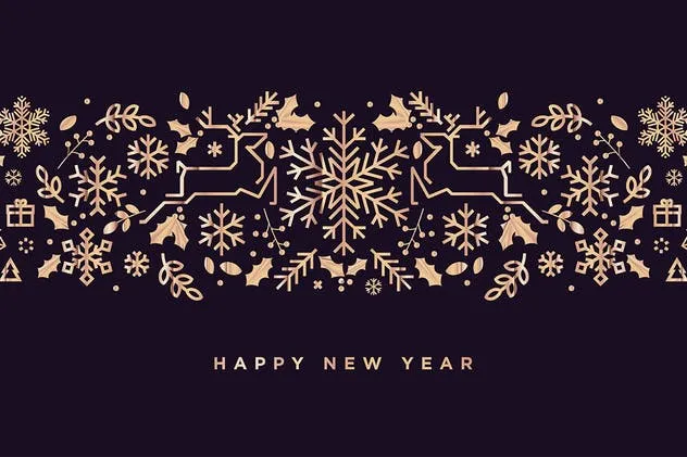 2019年新年贺卡海报金箔装饰元素矢量图形 Happy New Year 2019插图(1)