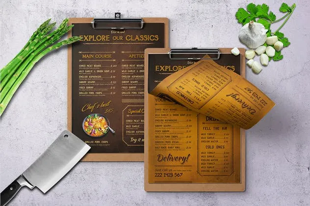 咖喱美食复古餐饮菜单PSD模板下载 Curry World Retro Menu Bundle插图(6)