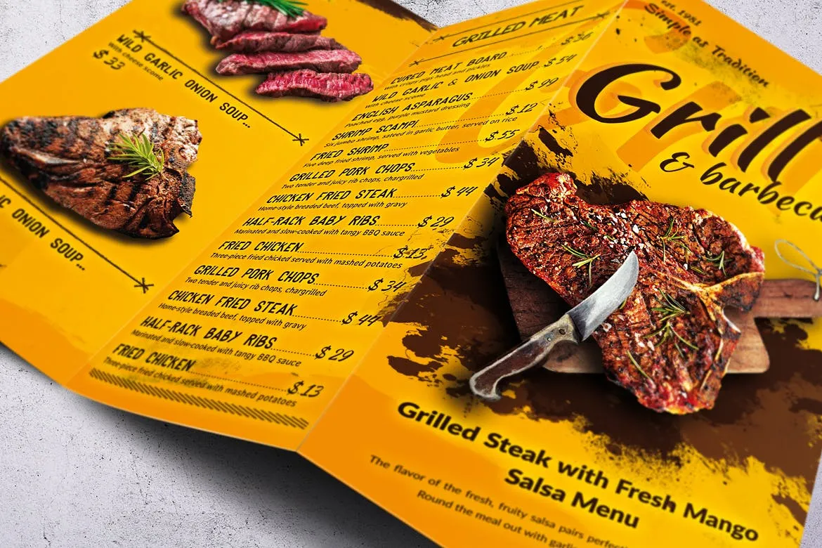 不同国家餐馆三折页菜单设计模板合集 Different Countries Trifold Food Menu Bundle插图(6)