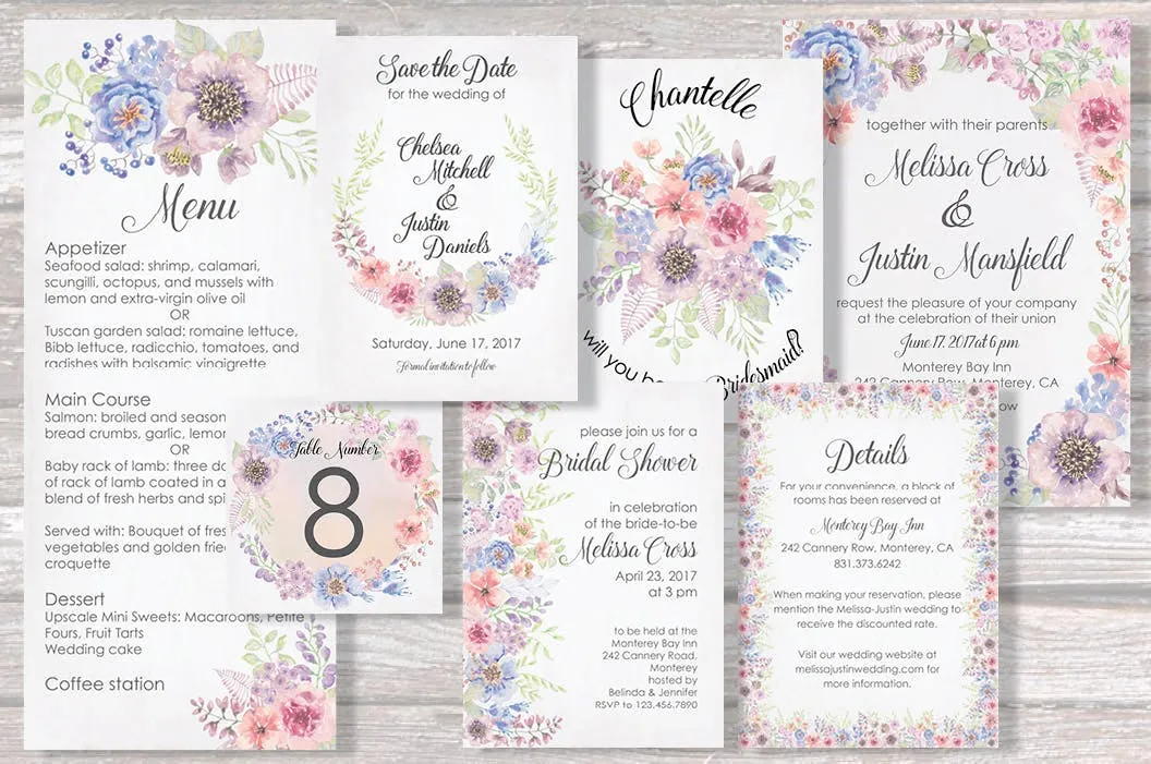 婚礼设计水彩花卉剪贴画素材包 “Sunset Hues”: Wedding Clip Art Set插图(1)