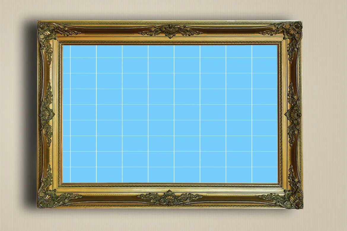 古董金属边框相框样机模板03 Antique Golden Frame Mockup 03插图(1)