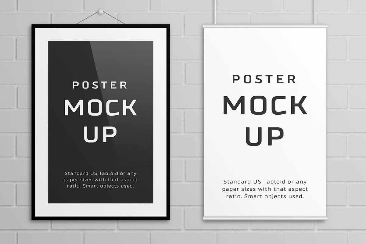 简约海报设计样机模板 Poster Mock Up – Tabloid