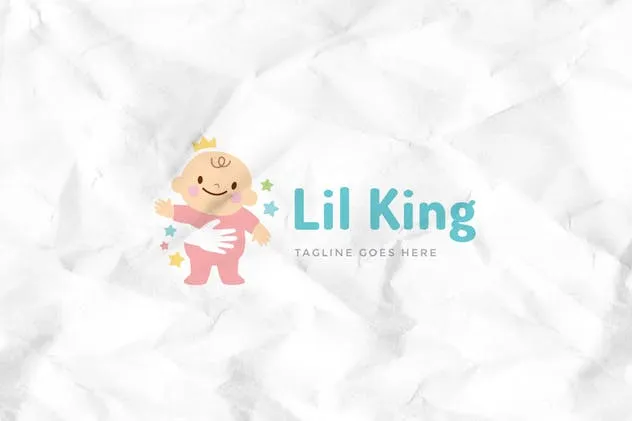 可爱婴儿图形幼婴品牌Logo标志设计模板 Little King Logo Template插图(1)