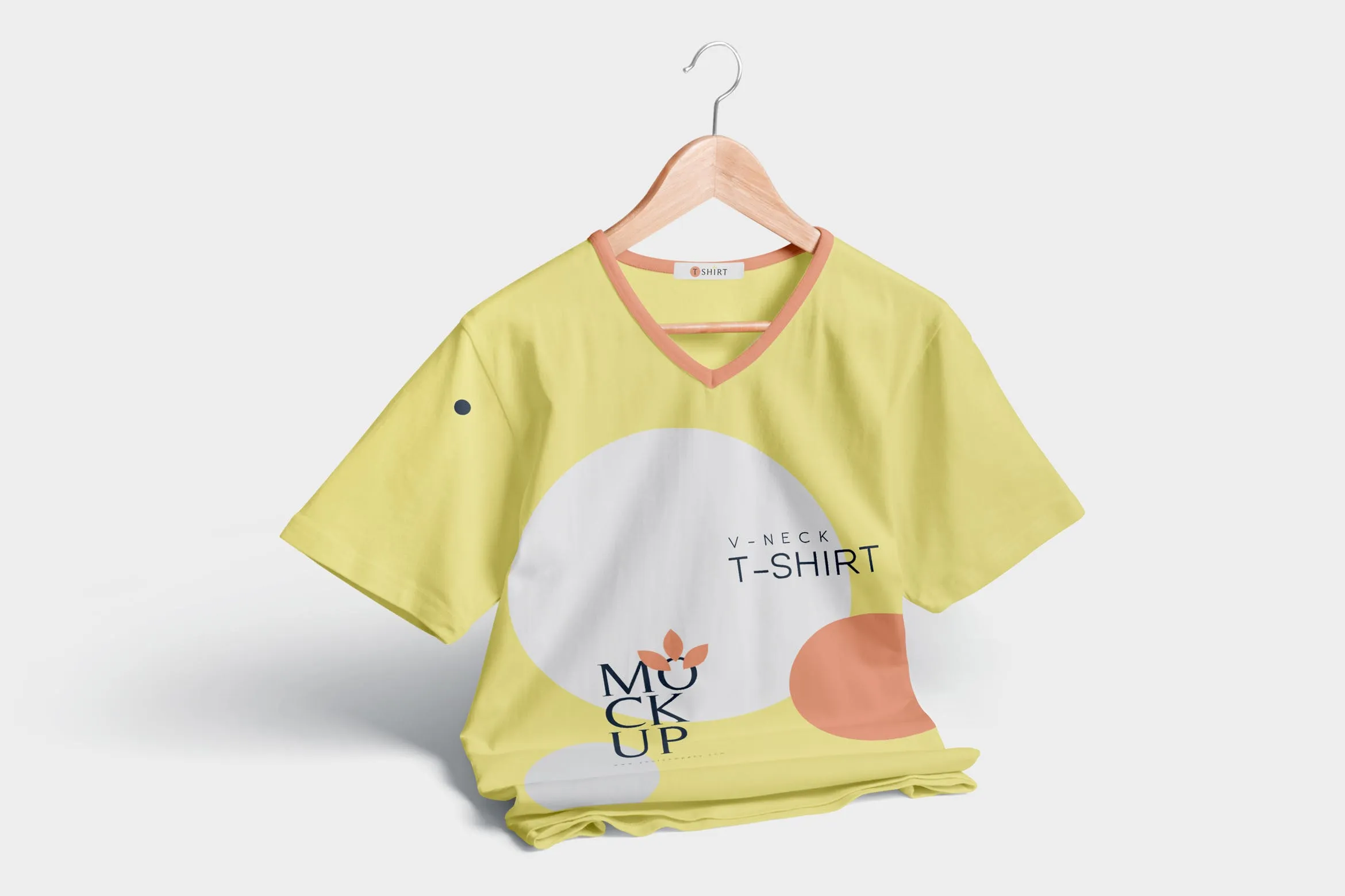 V领T恤服装印花设计效果图样机 V-Neck T-Shirt Mockups