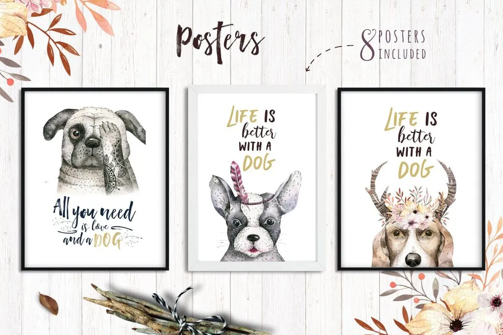 高质量手绘水彩狗狗合集[PNG, PSD]插图(3)