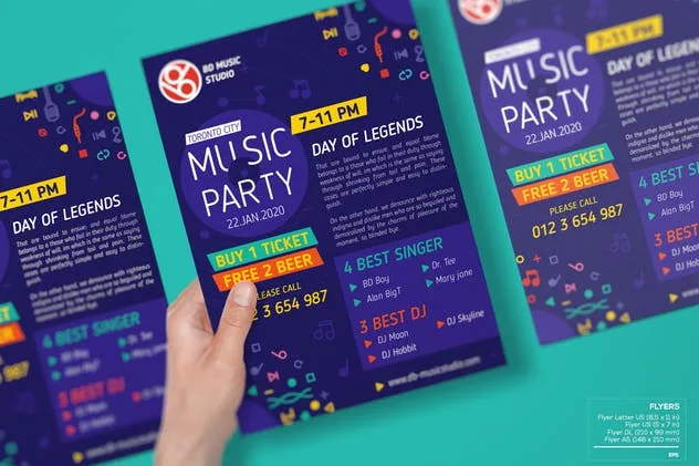 音乐派对聚会海报传单设计模板合集 Music Party-Set Template插图(4)