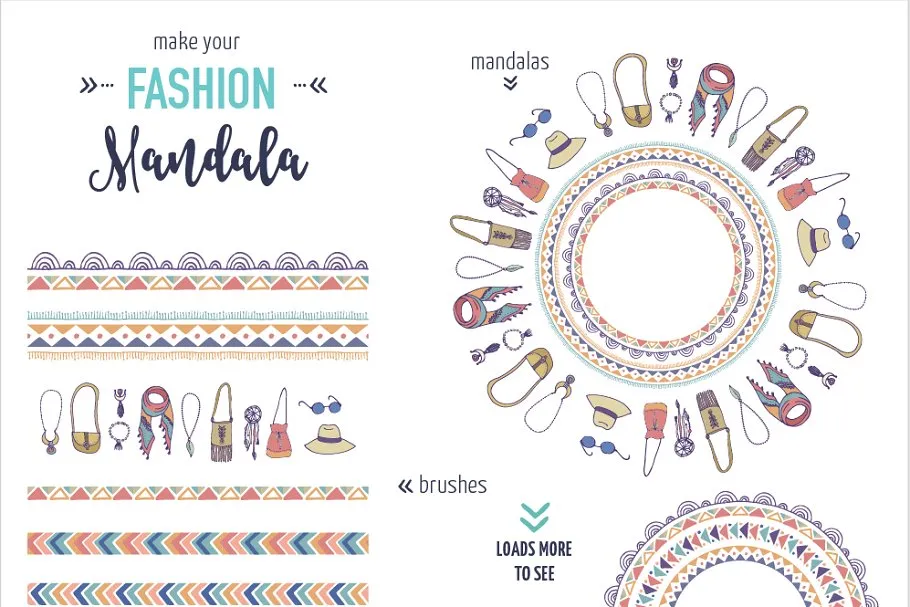 波希米亚夏天风格时尚服饰插画素材 Bohemian summer, huge bundle插图(3)