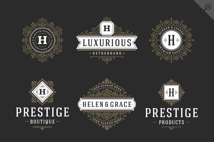 50个奢华装饰Logo及徽章  50 Ornament logos & badges插图(6)