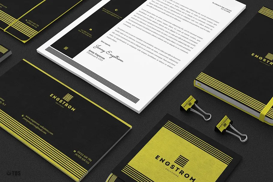 黑黄配色企业形象设计素材包 Black Yellow Corporate Identity PSD