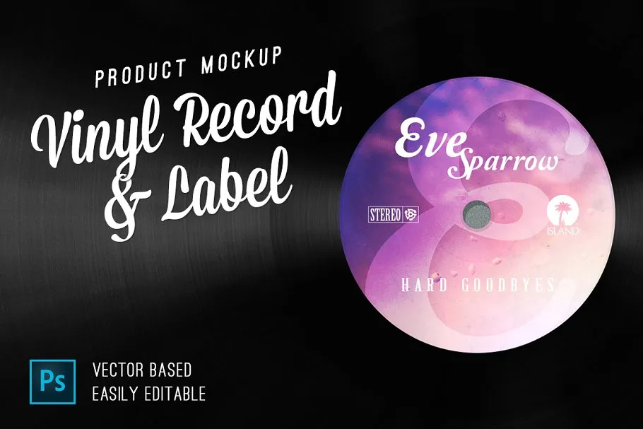 复古黑胶唱片样机模型 Vinyl Record#038; Label Mockup