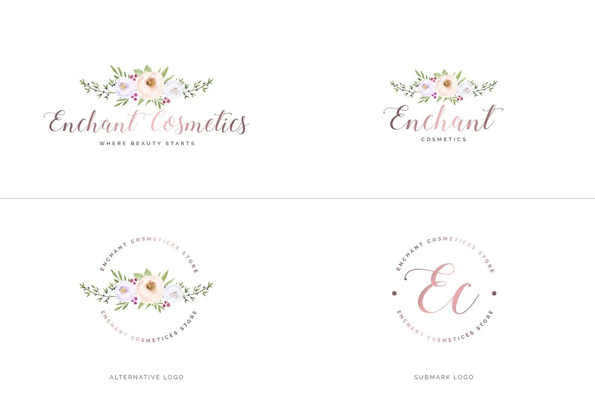 超级水彩风 Logo 设计素材包 Watercolor Premade Branding Logo Kit [模板、纹理&元素]插图(15)