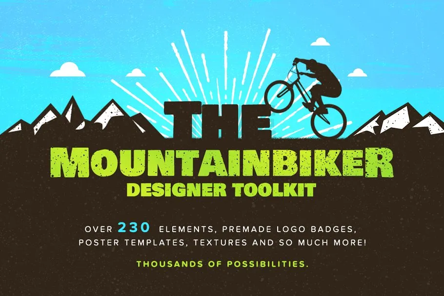 山地自行车极限运动品牌Logo模板 The Mountain Biker#8211; Logo Badge Kit