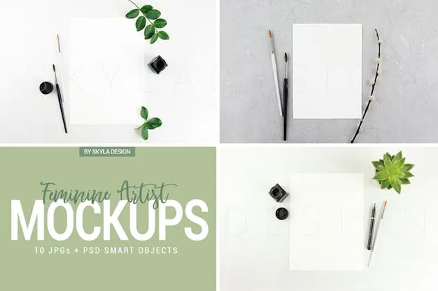 女性艺术风格Instagram引语贴图样机模板 Feminine artist styled Instagram mockups插图(4)