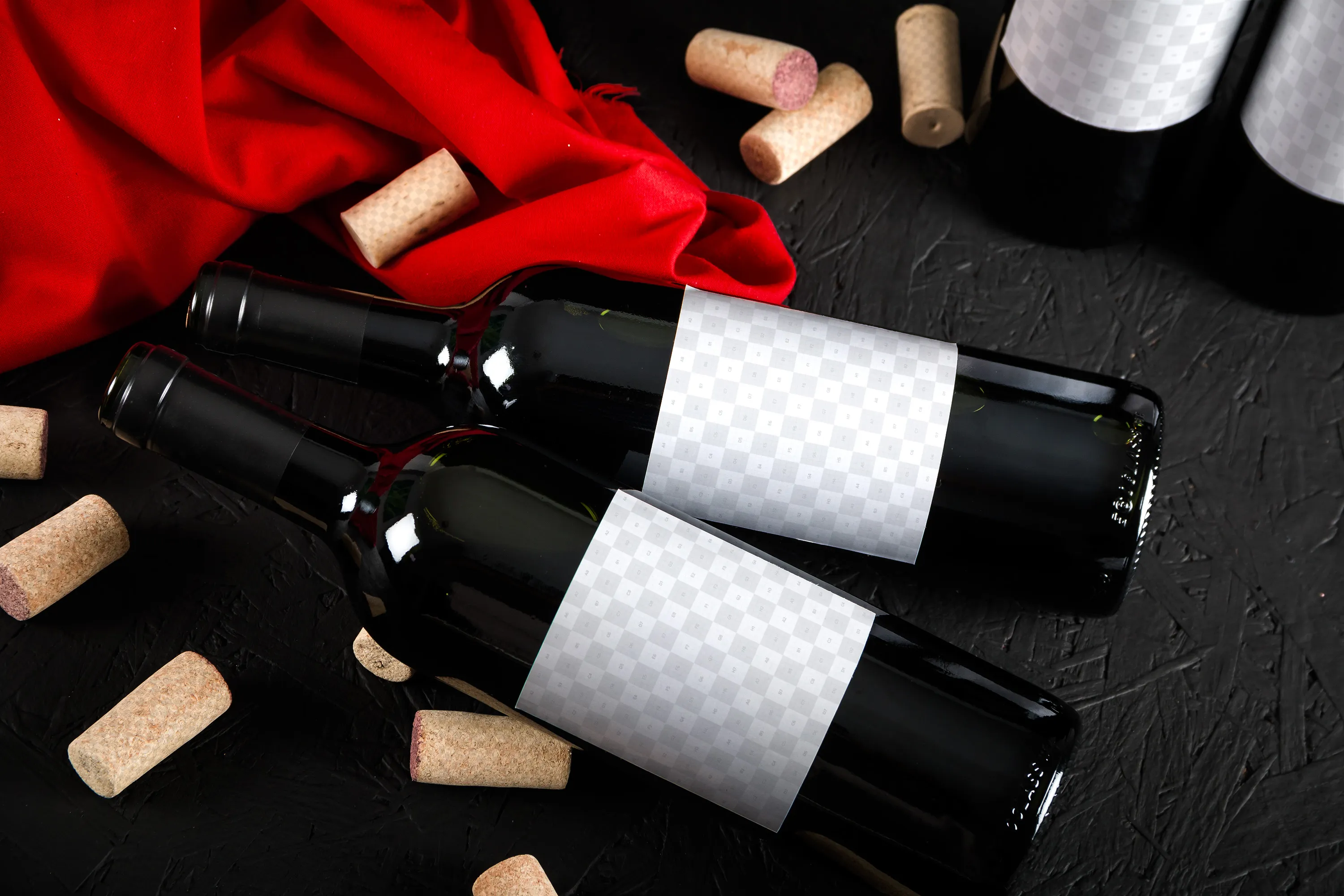 葡萄酒洋酒酒瓶外观标签设计图样机05 Wine Bottle Mockup 05插图(2)