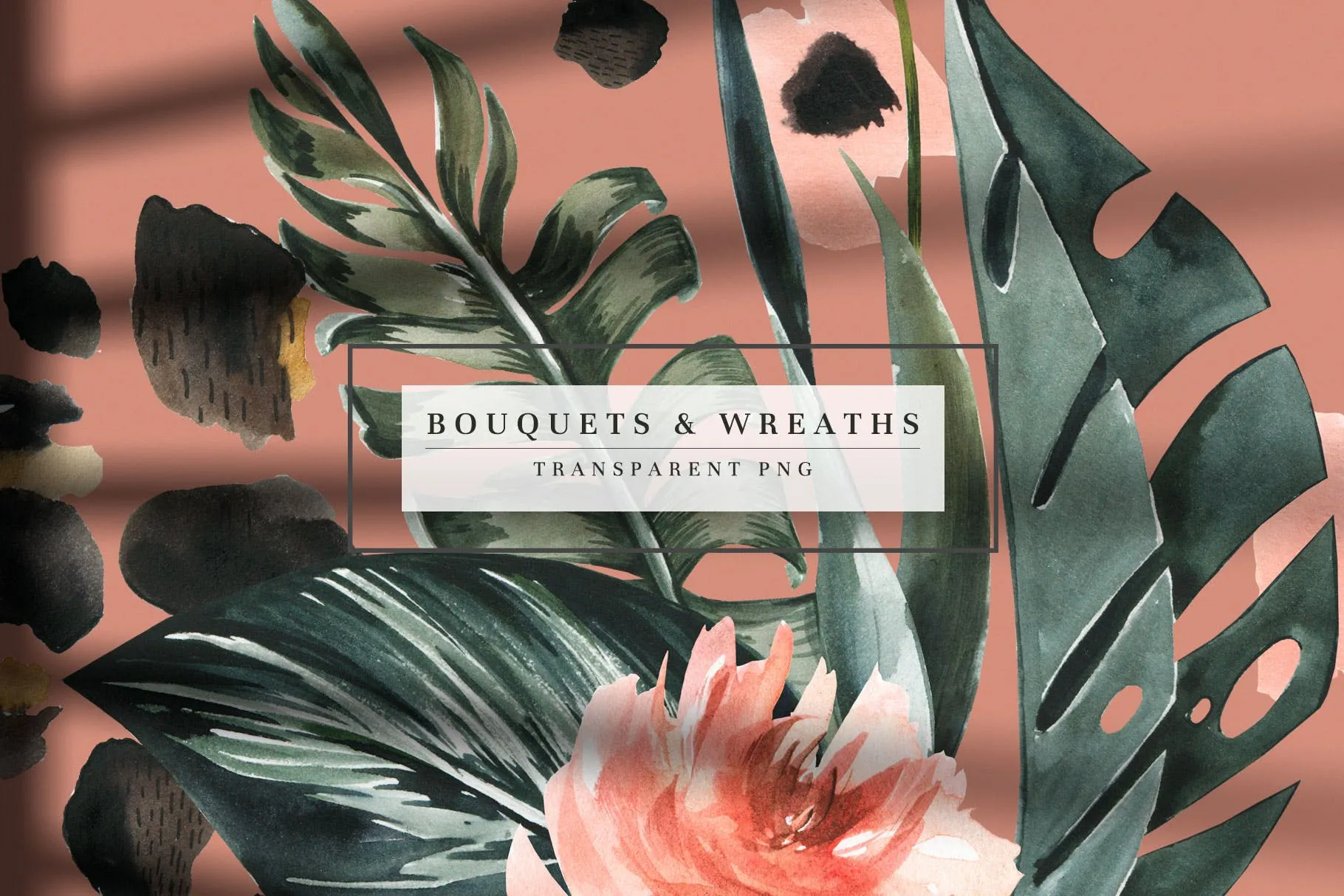 热带植物水彩手绘图案设计素材套装 Tropics & Coral Watercolor Set插图(6)