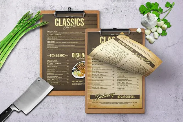 80年代复古西餐菜单PSD模板 80s Retro Menu Bundle US Letter & A4插图(4)