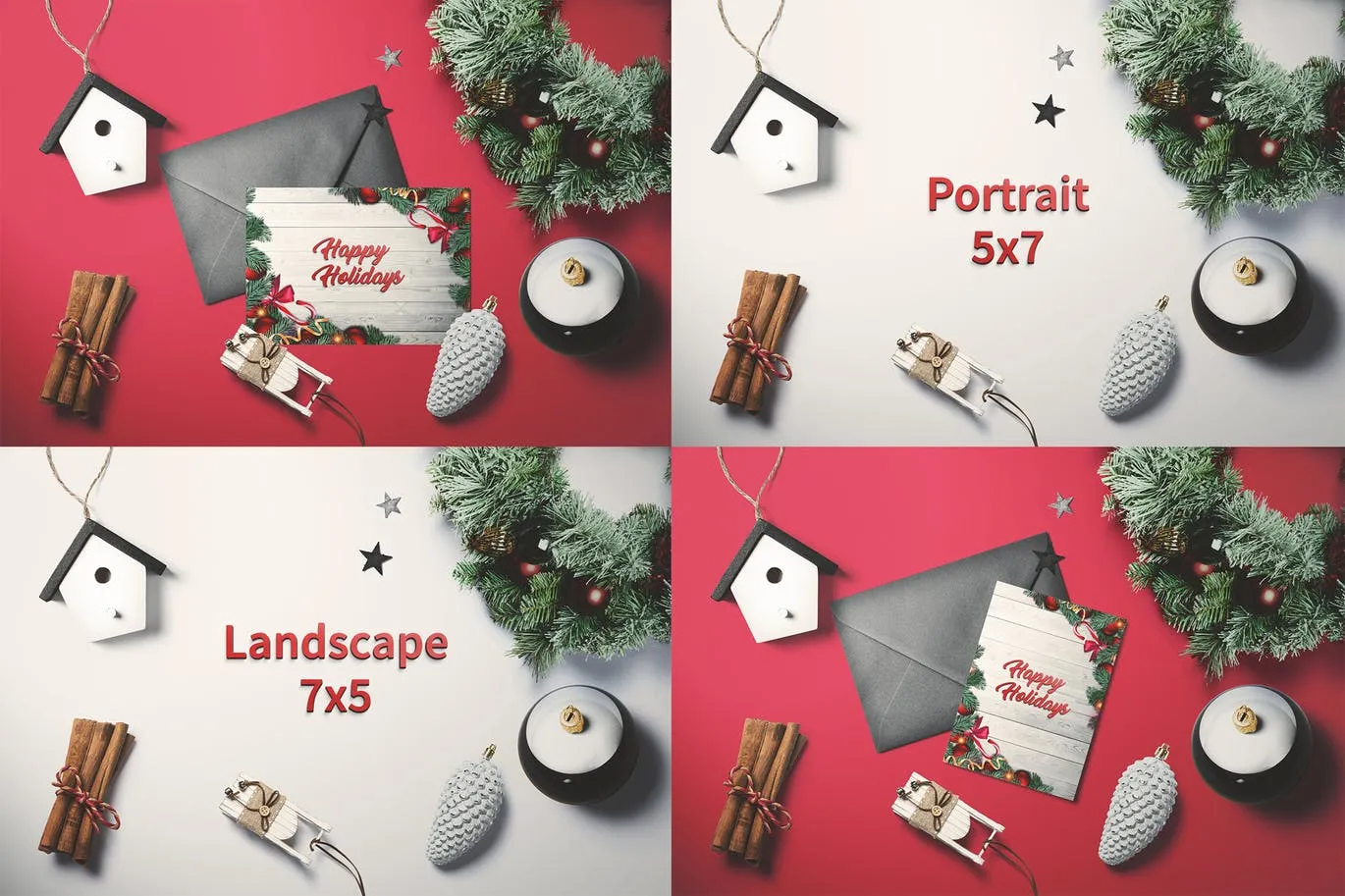 简约优雅圣诞贺卡设计模板v2 Christmas#8211; Greeting card V.2