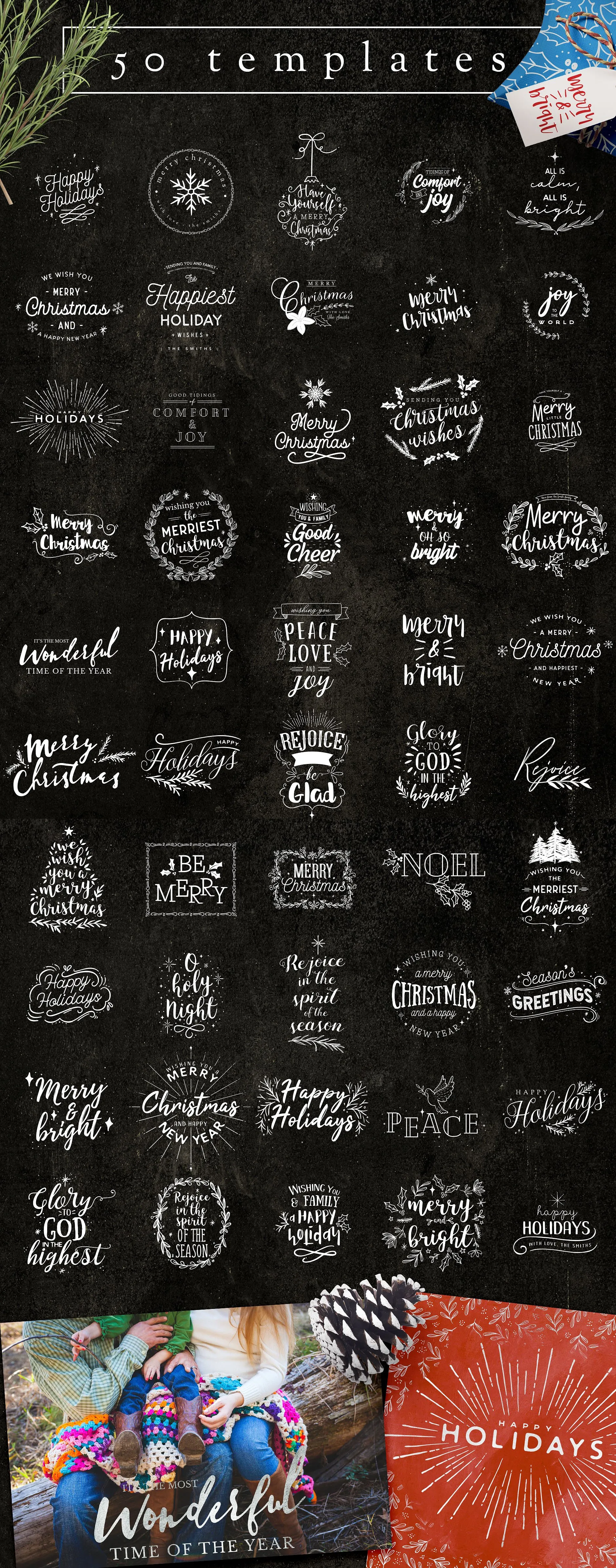 圣诞节贺卡DIY设计素材包v3 DIY Christmas Cards v3插图(2)