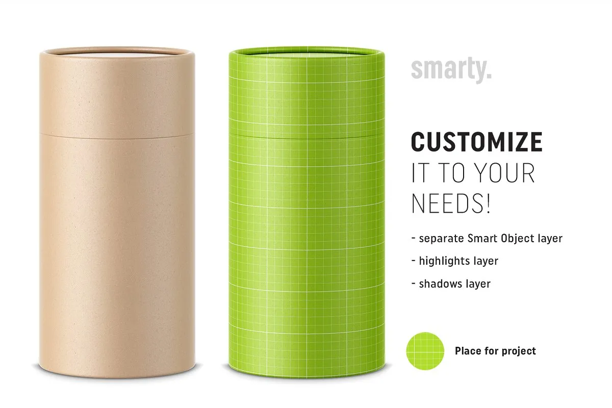 高品质的化妆品/食品罐子纸盒/圆柱盒子样机Mockups插图(1)