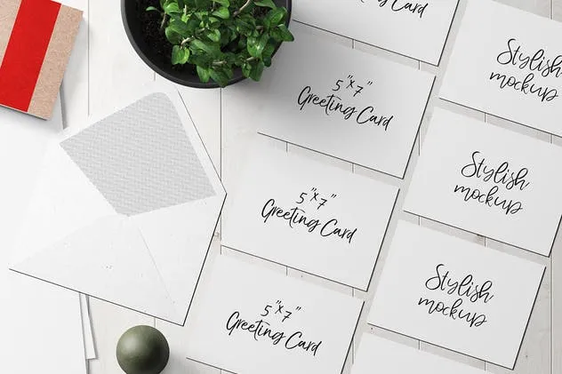 7×5贺卡/明信片样机套装2 7×5 Greeting Card / Postcard Mockup Set 2插图(5)