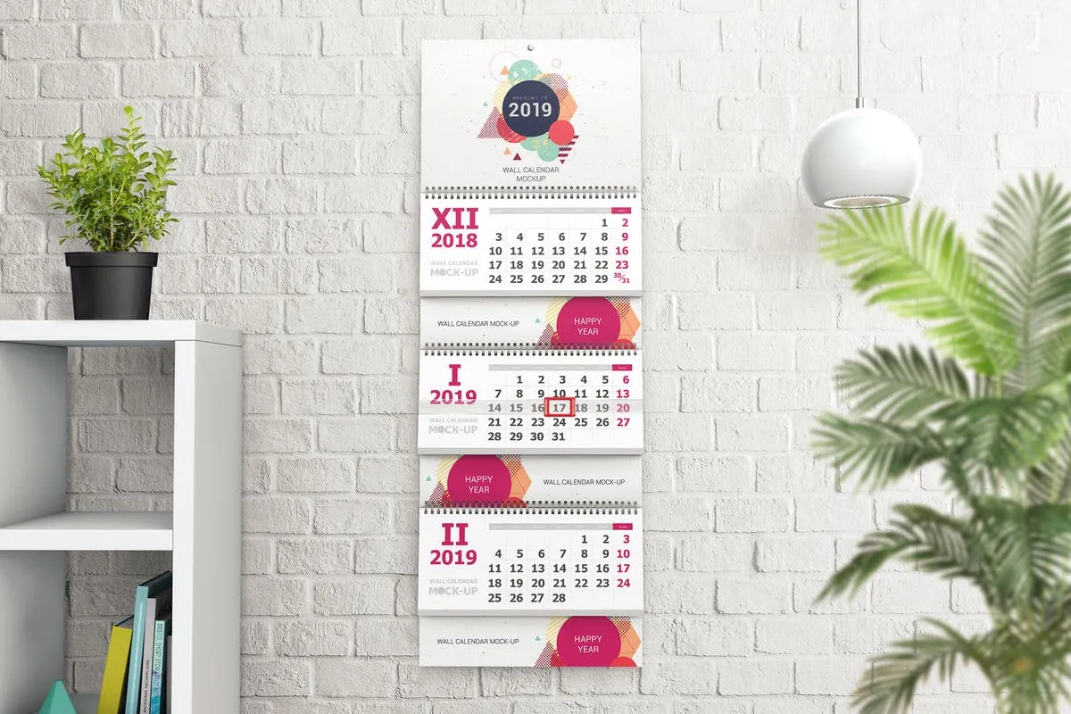 室内墙面挂历样机模板V2 Wall Calendar Mockups 02