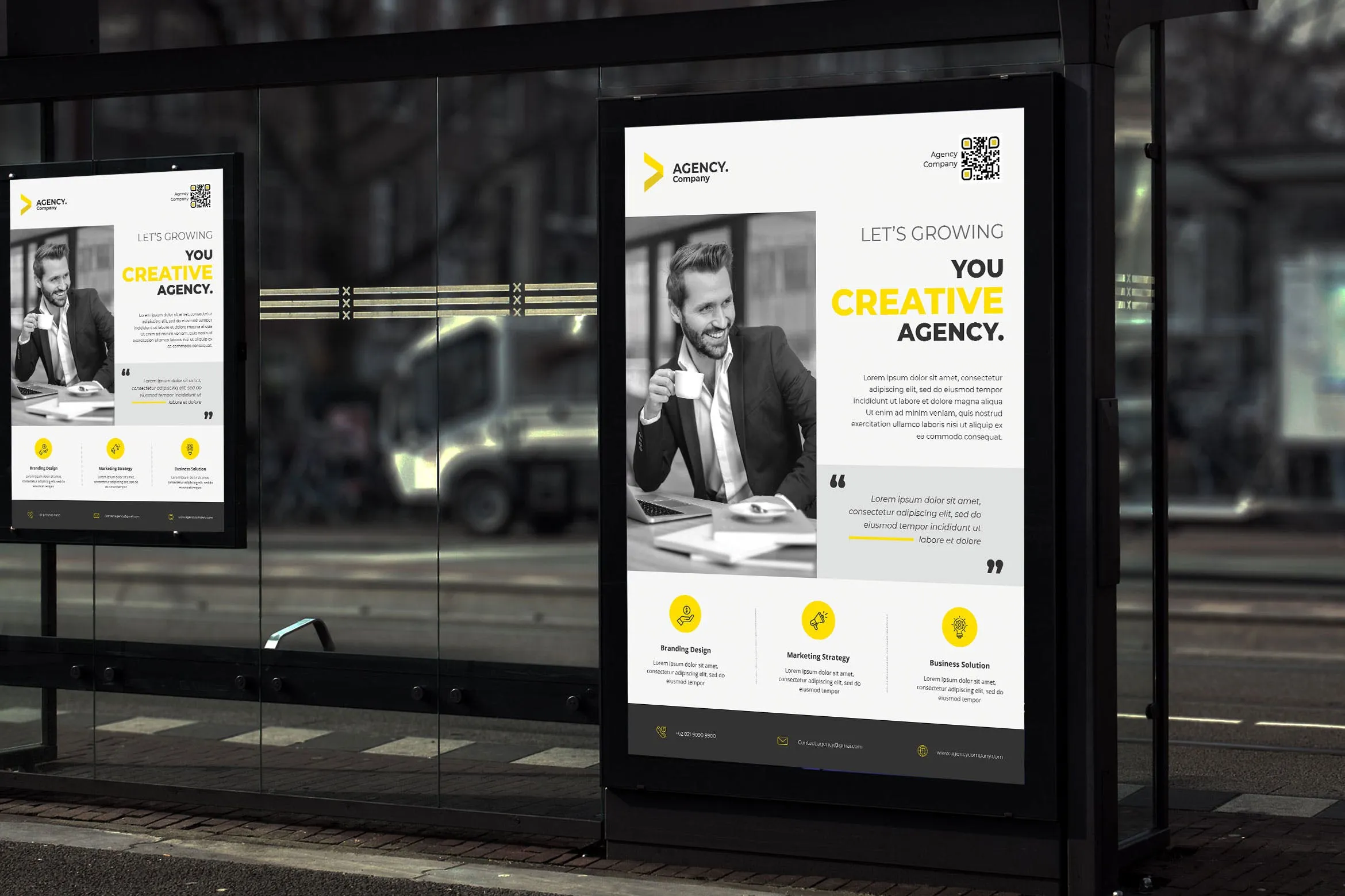 上市公司灯箱广告海报设计模板 Focus Corporate Poster TS