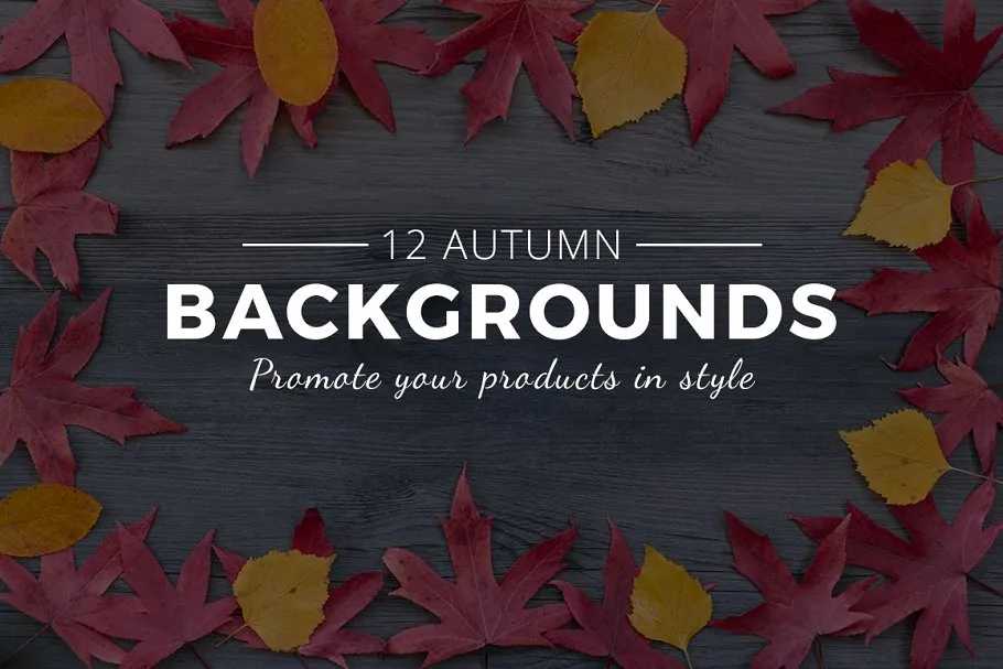 秋天落叶巨无霸Banner场景样机背景 Autumn leaves background mockups