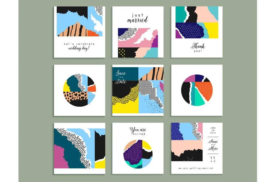 21张艺术纹理海报及邀请函模板  Joyful collection. Vector & JPEG插图(3)