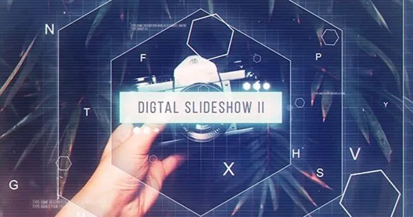 现代时尚几何六边形过渡转场效果像素设计精选AE模板 Digital Slddeshow