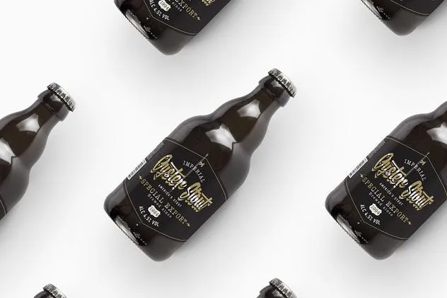 黑色啤酒瓶样机模板 Steinie Beer Black Bottle Mockup插图(4)