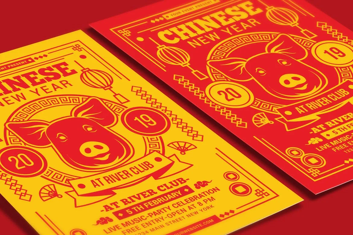 中国新年庆祝活动邀请海报传单素材库精选PSD模板 Chinese New Year 2019插图(3)