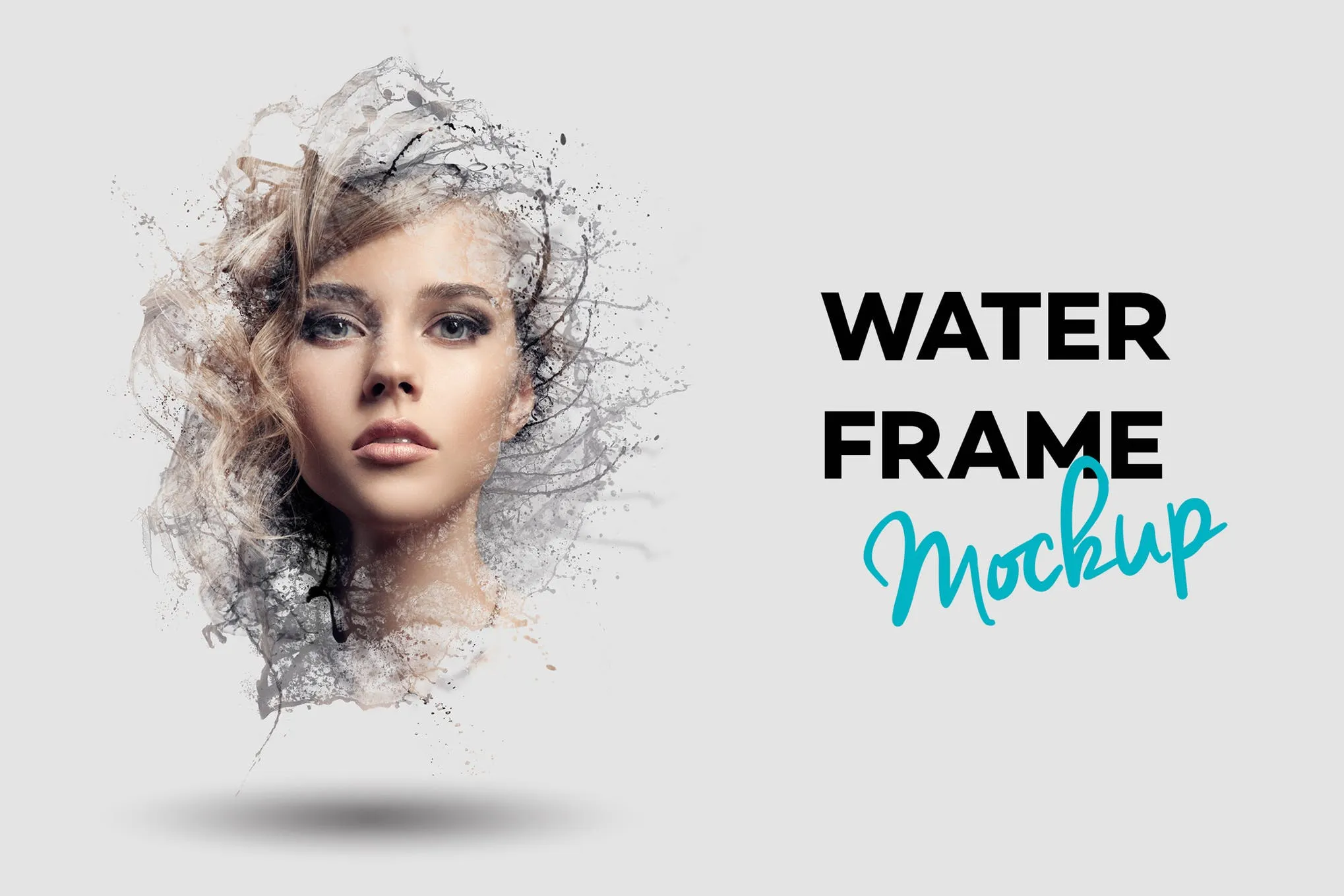 炫酷水花萦绕特效肖像照片样机模板 Water Frame Mockup插图