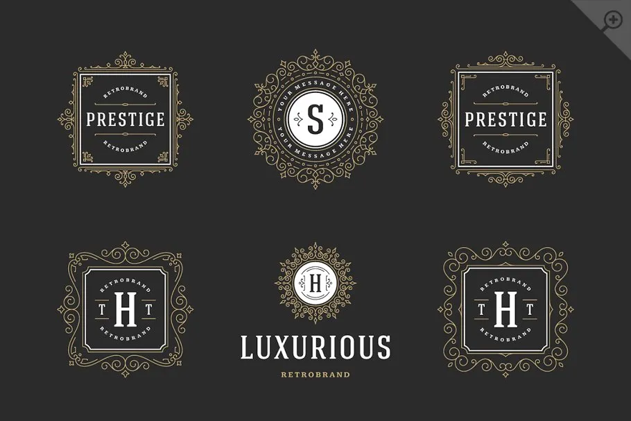 250款字母饰品组合装饰Logo模板 250 ornaments logos & monograms插图(6)