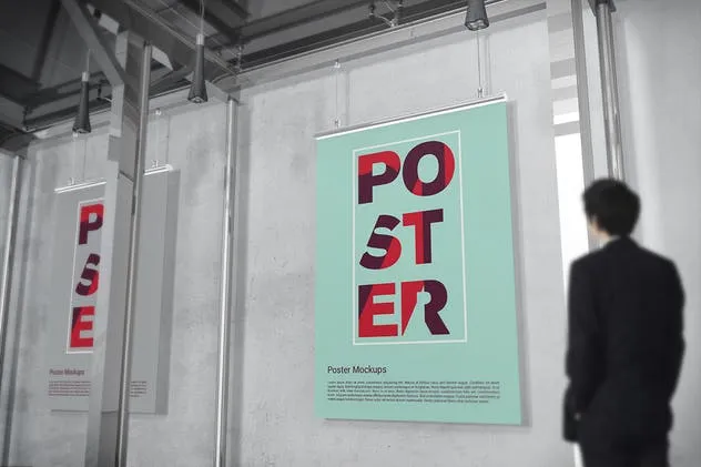 3D展厅橱窗广告海报样机 Poster Mockups插图(6)