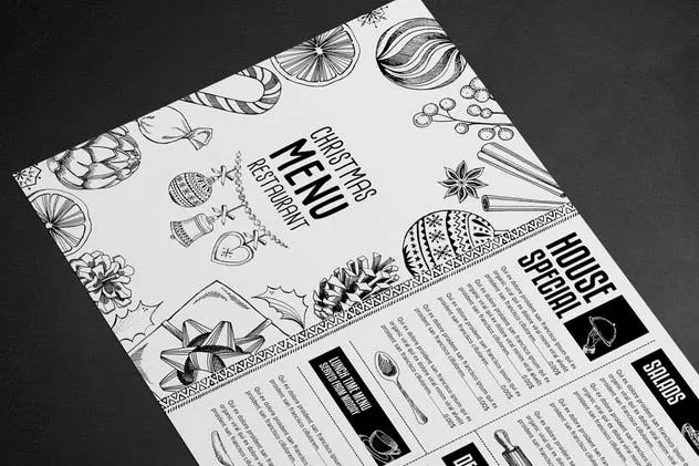 圣诞节主题菜单PSD设计模板 Christmas Menu Restaurant Template插图(2)