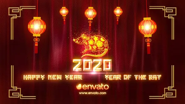 2020年中国新年/鼠年揭幕视频开场像素设计精选AE模板 Chinese New Year 2020