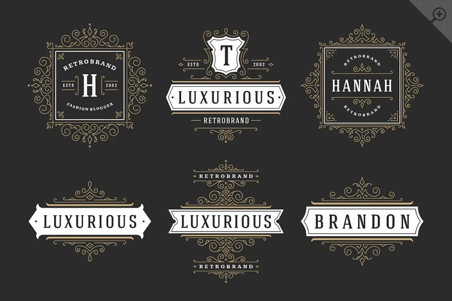 50个奢华装饰Logo及徽章  50 Ornament logos & badges插图(2)