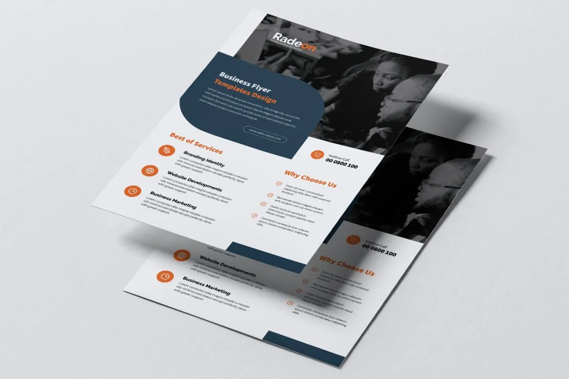 创意代理公司宣传单和名片设计模板 RADEON Creative Agency Flyer & Business Card插图(1)