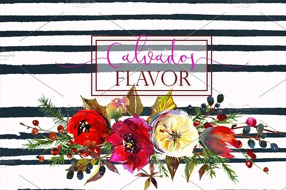 冬季红色水彩花卉剪贴画合集 Red Winter Flowers Clipart Set插图(1)