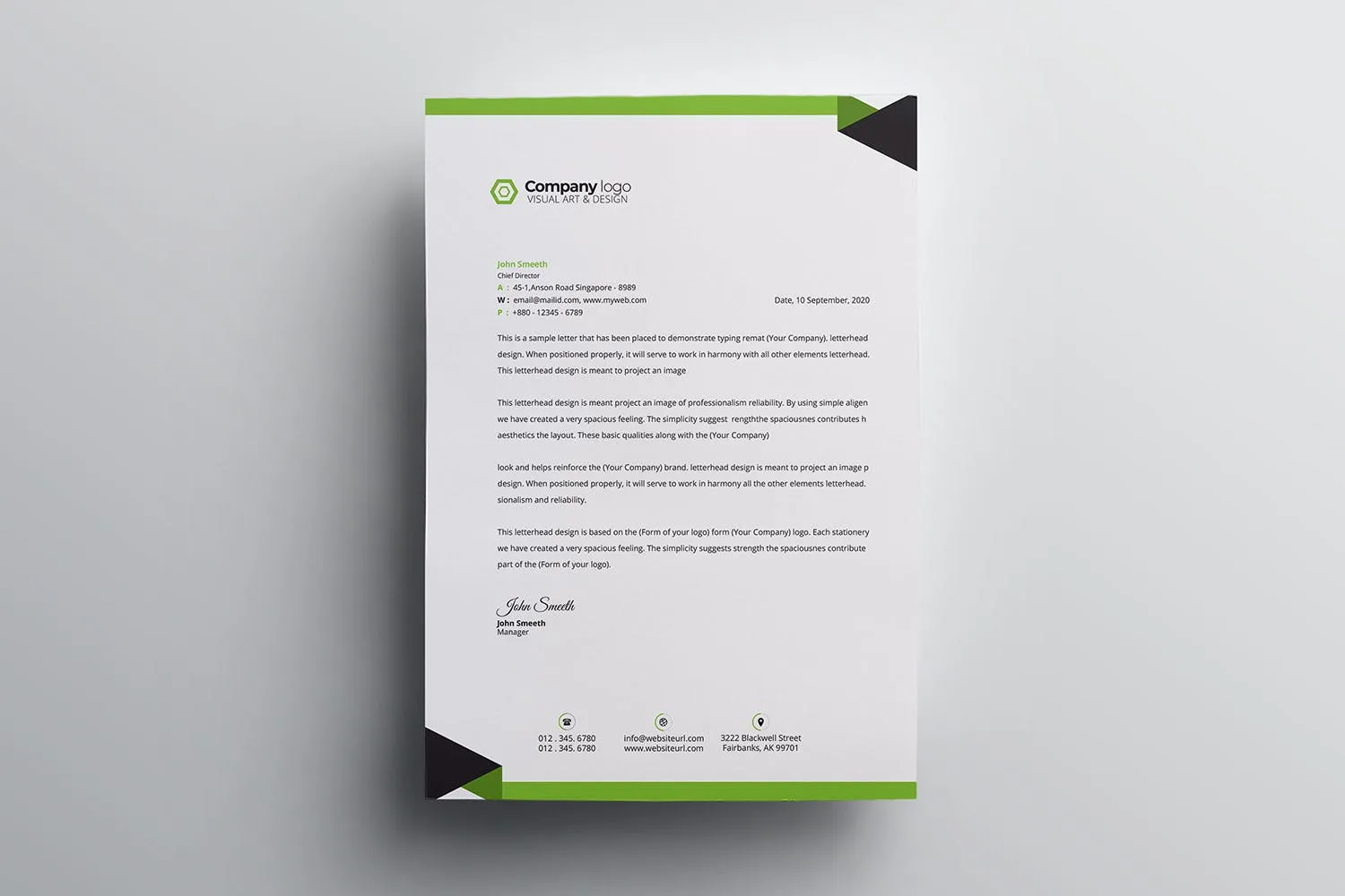 极简风格企业信纸信笺设计模板 Letterhead插图(1)