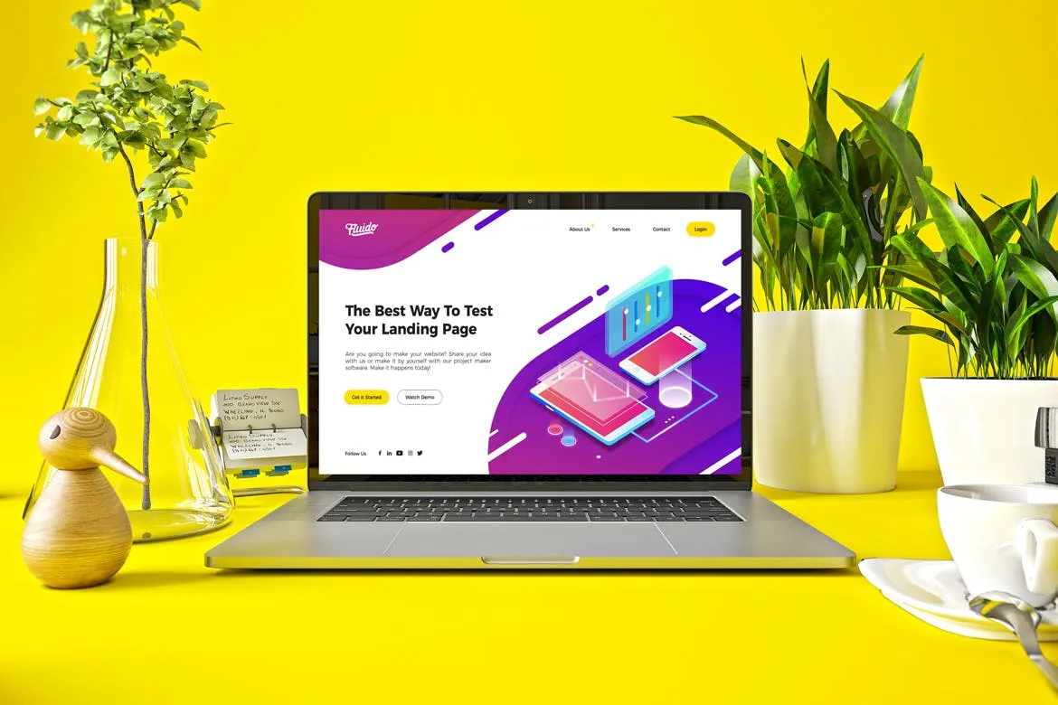 时尚高端渐变绚丽色彩的MacBook Pro UI样机展示模型mockups插图(5)