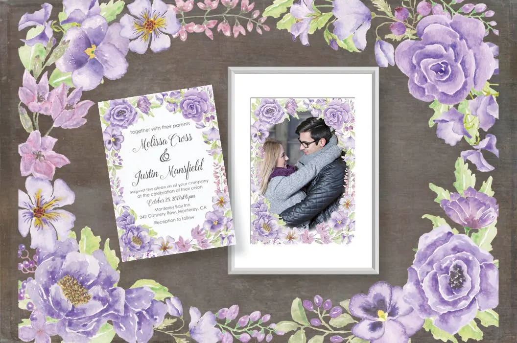 紫色水彩手绘花卉图案剪贴画PNG素材套装 Purple Passion: Watercolor Clip Art Bundle插图(3)