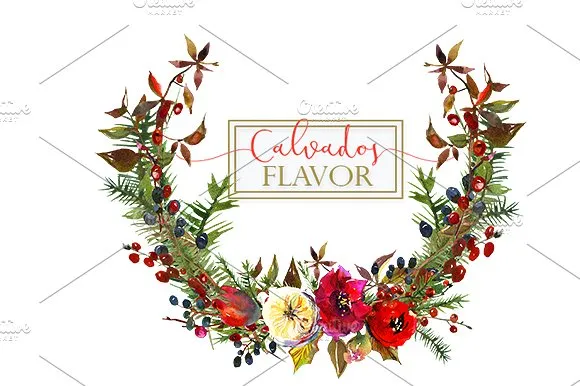 冬季红色水彩花卉剪贴画合集 Red Winter Flowers Clipart Set插图(12)