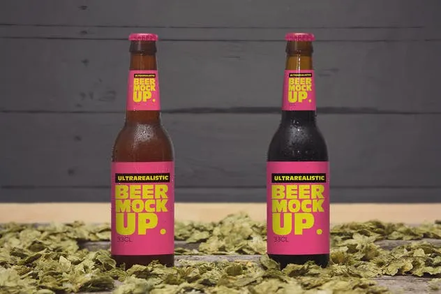 四合一啤酒瓶外观设计样机 Beer Styles 4 in 1插图(1)