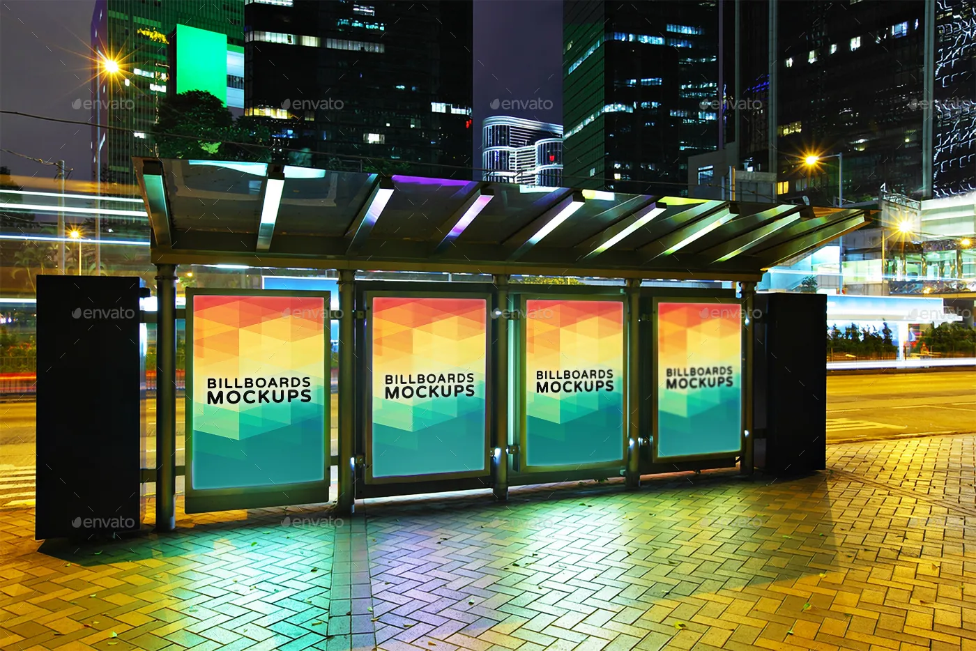 夜间广告牌展示样机模版 Billboards Mockups at Night Vol.2插图(5)