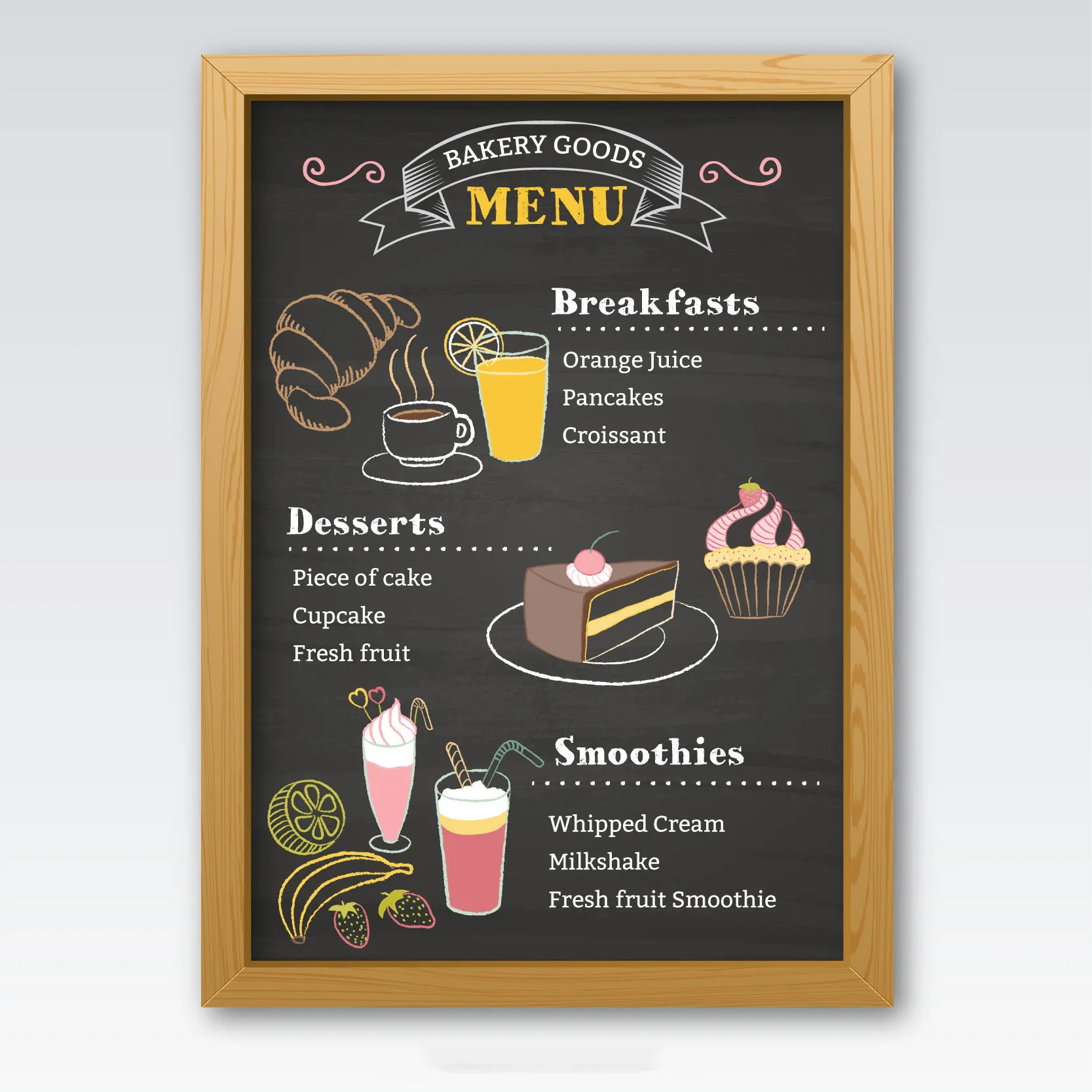 面包店菜单黑板 Bakery menu blackboard