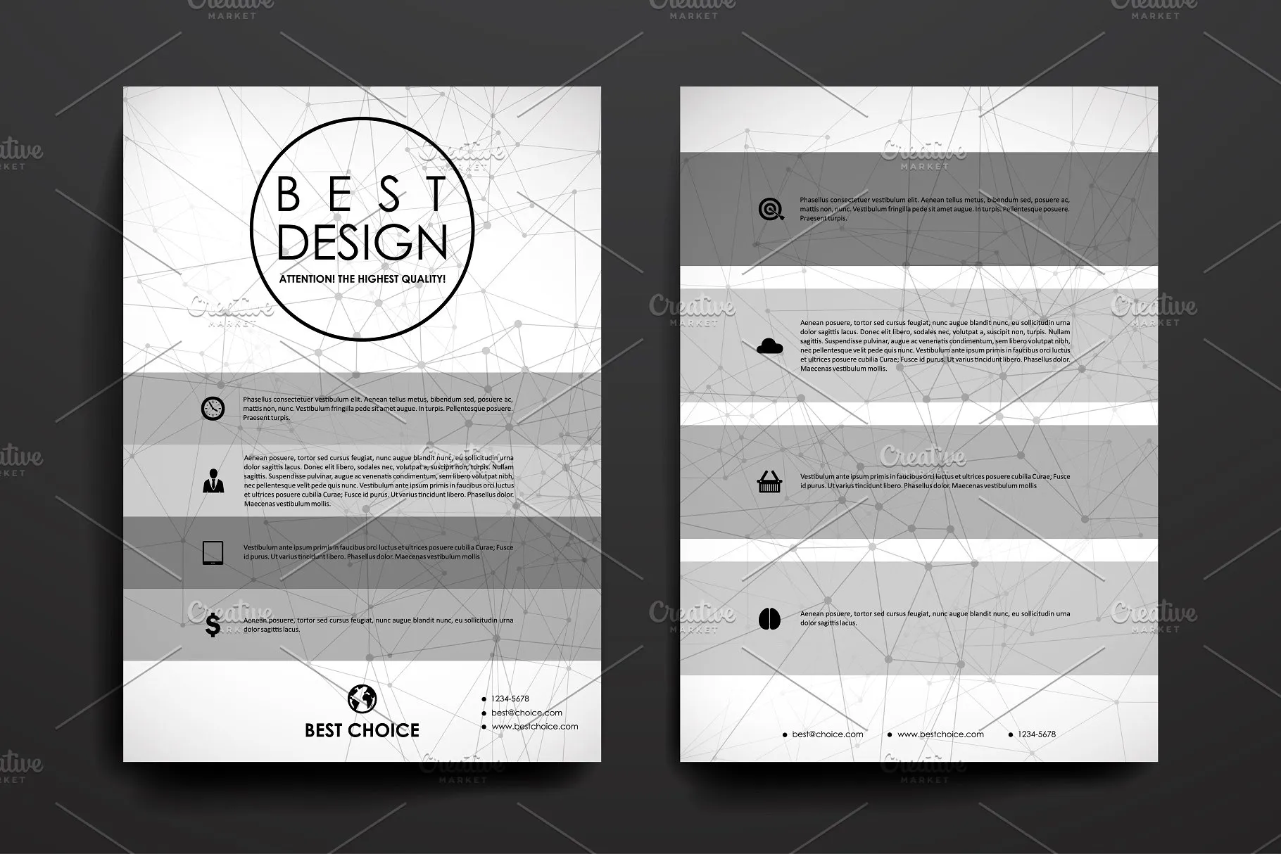 分子结构几何图形小册子画册模板 Brochures. Molecular structure style插图(2)